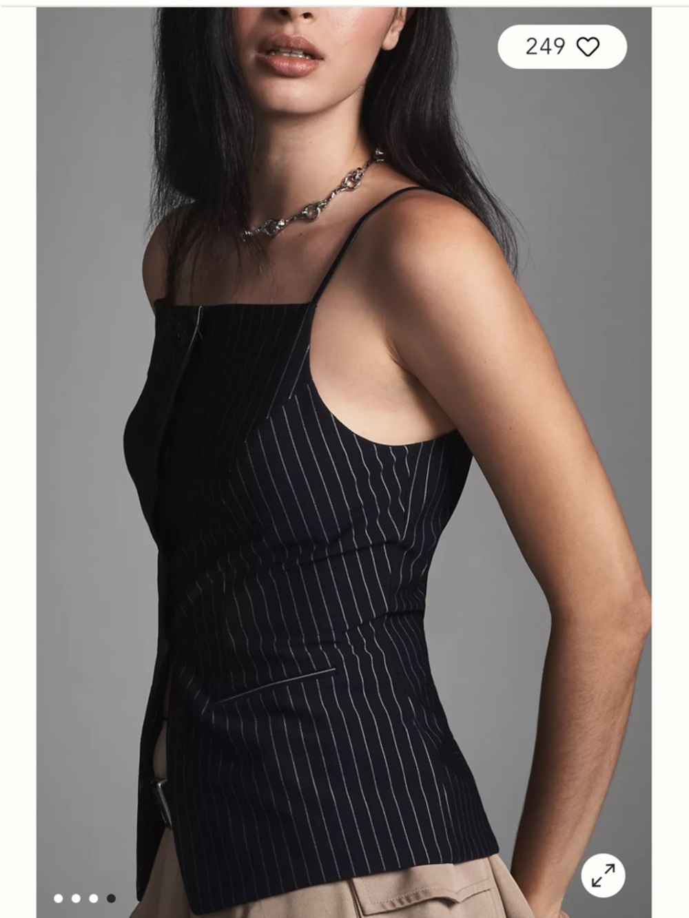 Sunday in Brooklyn Navy Pinstripe Vest Top - Picture 2 of 6